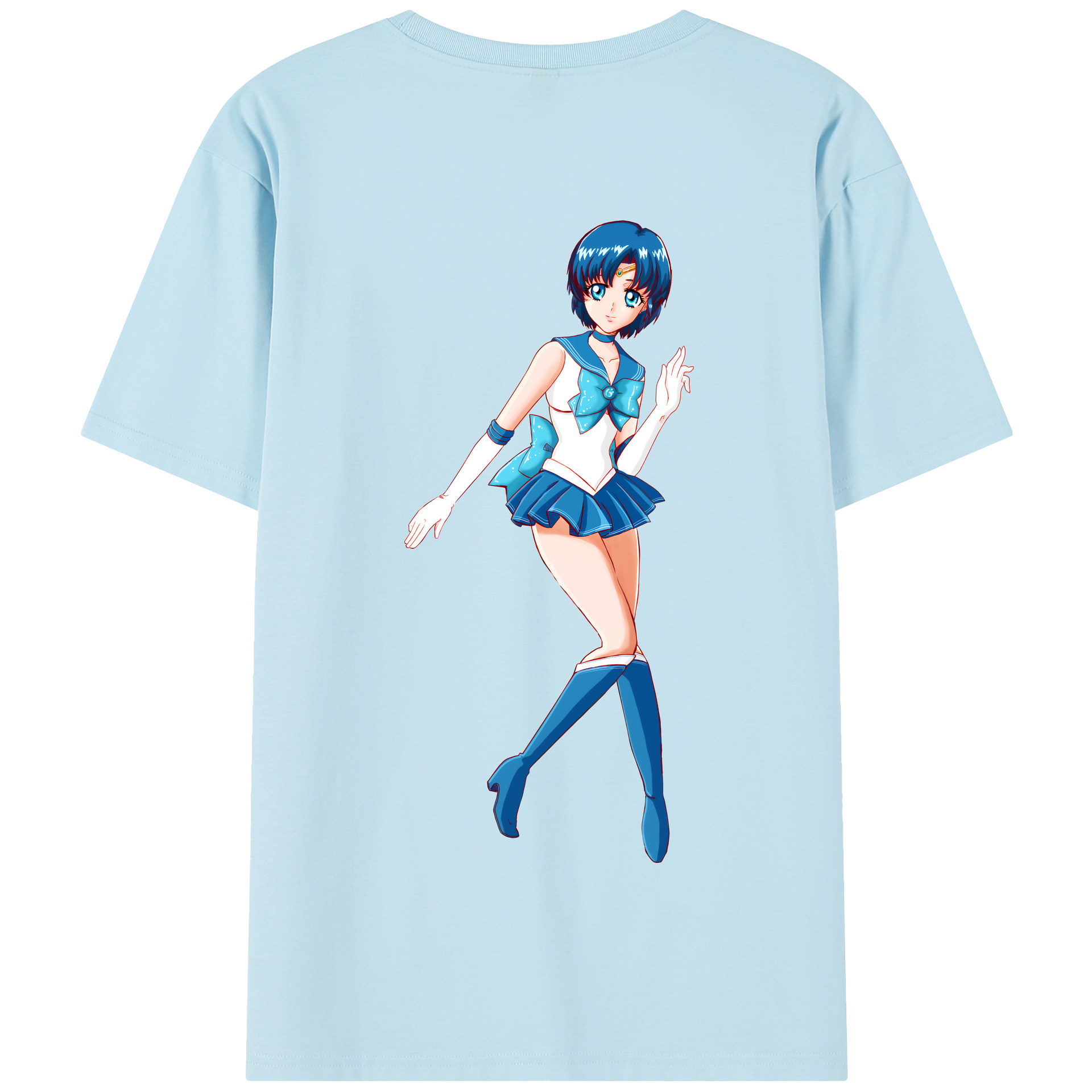 （画像用） 美少女戦士セーラームーン 水野 亜美 みずの あみ Sailor Moon Mizuno Ami 綿100％半袖Tシャツ（背面プリント）